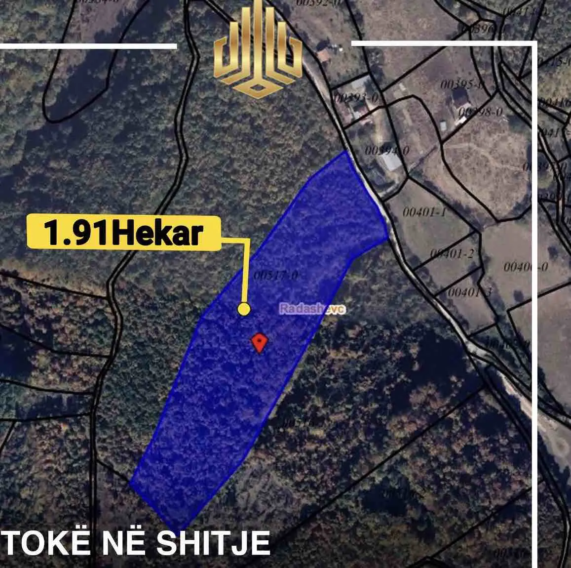 Shitet 1.91 Hektar toke ne Radashec 10 km nga Qendra e Prishtines tokë në Radasheci