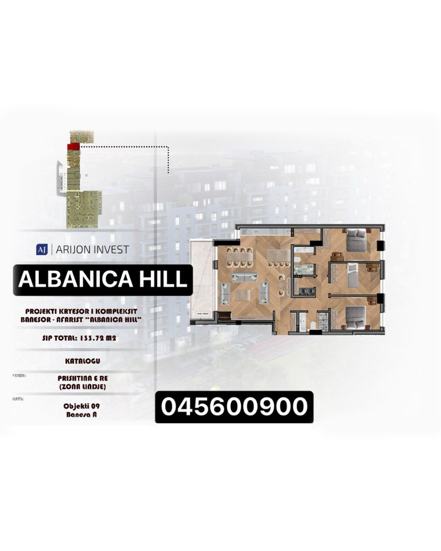 Banesë në shitje, Albanica Hill, Prishtina e Re banesë/apartment në Muharrem Fejza