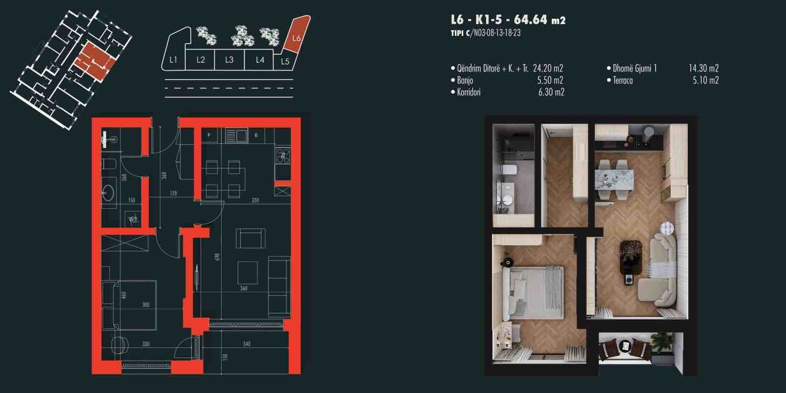 Banesa 65m2 kati 5 te HIT IMPERIAL rruga NEKIBE KELMENDI  banesë/apartment në Prishtinë