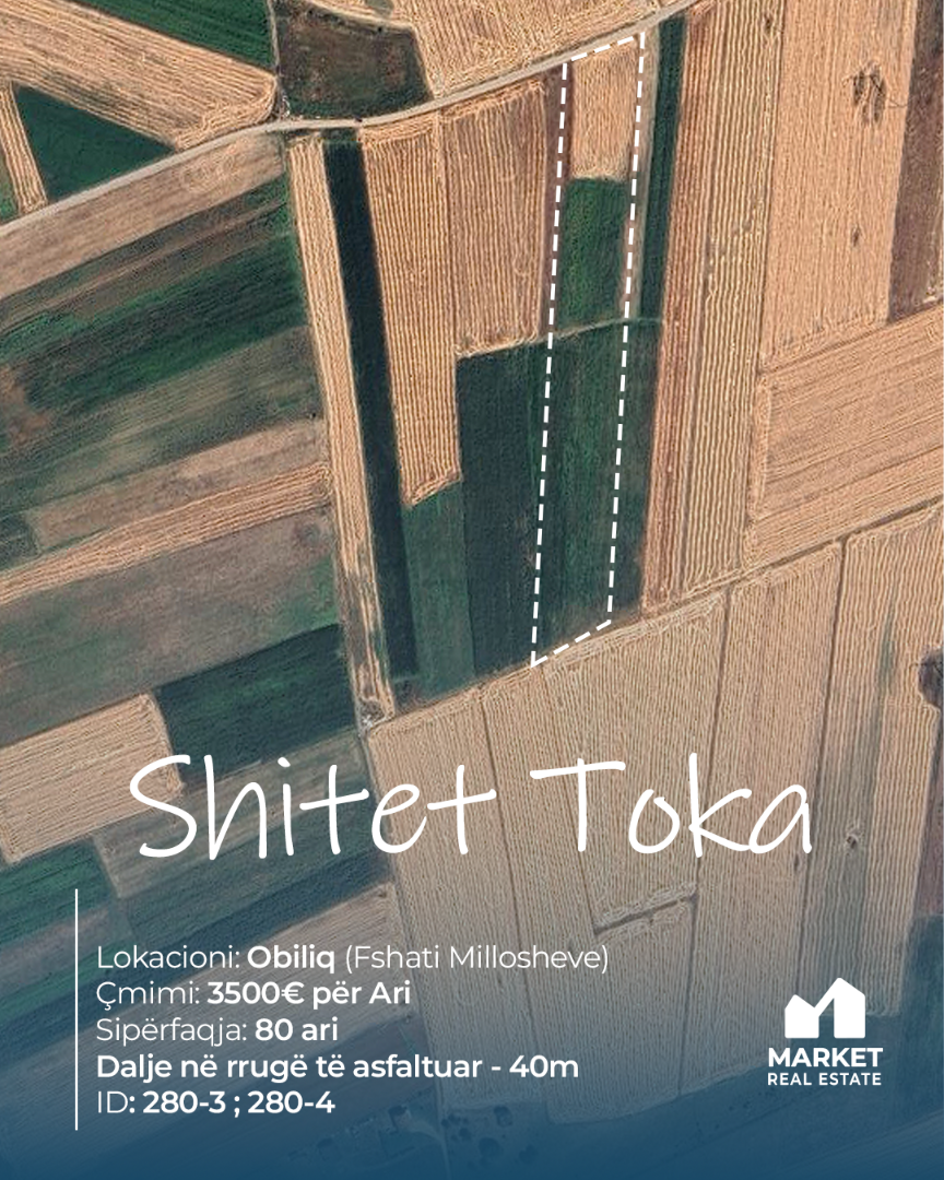 Tokë në Shitje 80 Ari në Milloshevë, Obiliq tokë në Obiliq