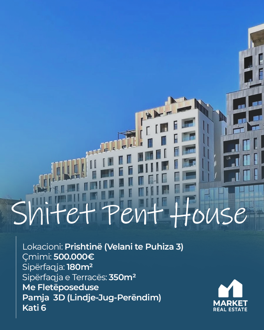 Penthouse në Shitje 180m² + 350m² Tarracë në Velania te Puhiza 3 banesë/apartment në Velania