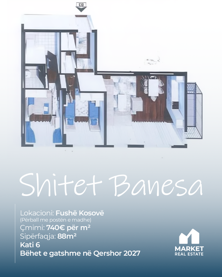 Banesë në Shitje 88m² në Fushë Kosovë banesë/apartment në Fushë Kosovë