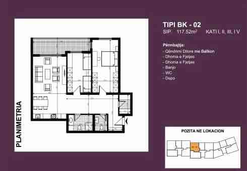 Banesa 117m2 kati 4 mbrapa GORENJE banesë/apartment në Gjakovë