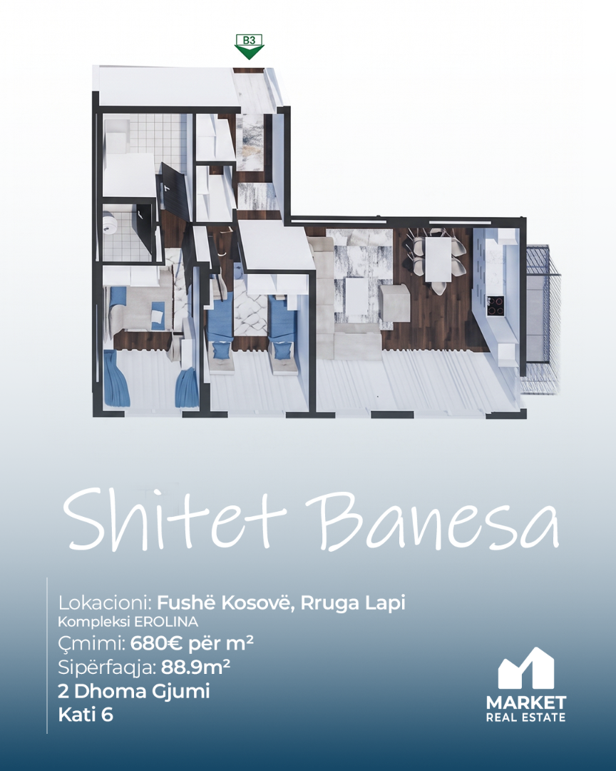 Banesë në Shitje 88.9m² në Fushë Kosovë banesë/apartment në Fushë Kosovë