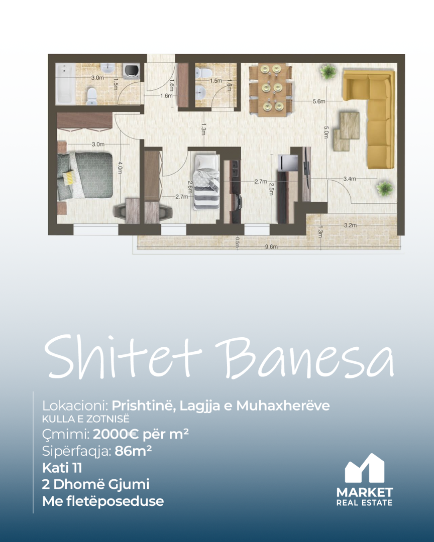 Banesë në Shitje 86m² në Lagjen e Muhaxherëve, Prishtinë banesë/apartment në Prishtinë