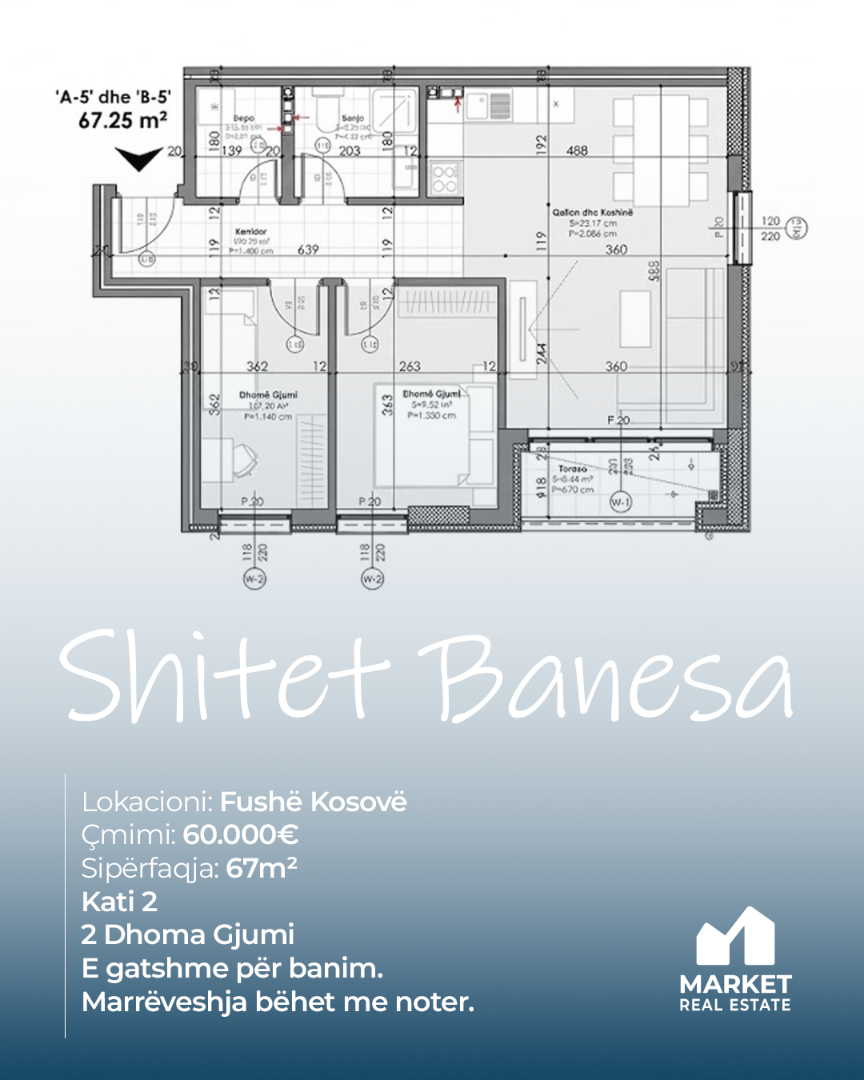 Banesë në Shitje 67m² në Fushë Kosovë banesë/apartment në Fushë Kosovë
