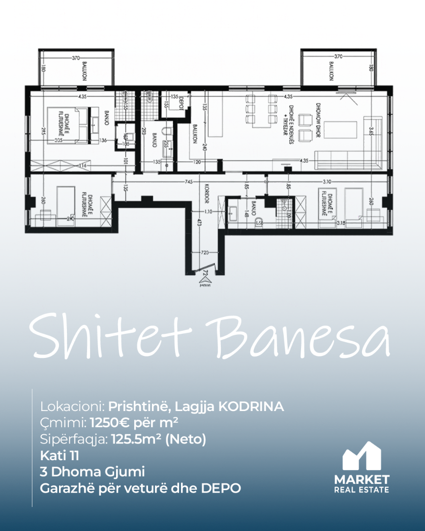 Banesë në Shitje 125.5m² në Lagjen Kodrina, Prishtinë banesë/apartment në Prishtinë