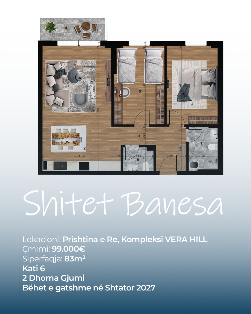 Banesë në Shitje 83m² në Prishtinën e Re banesë/apartment në Prishtinë