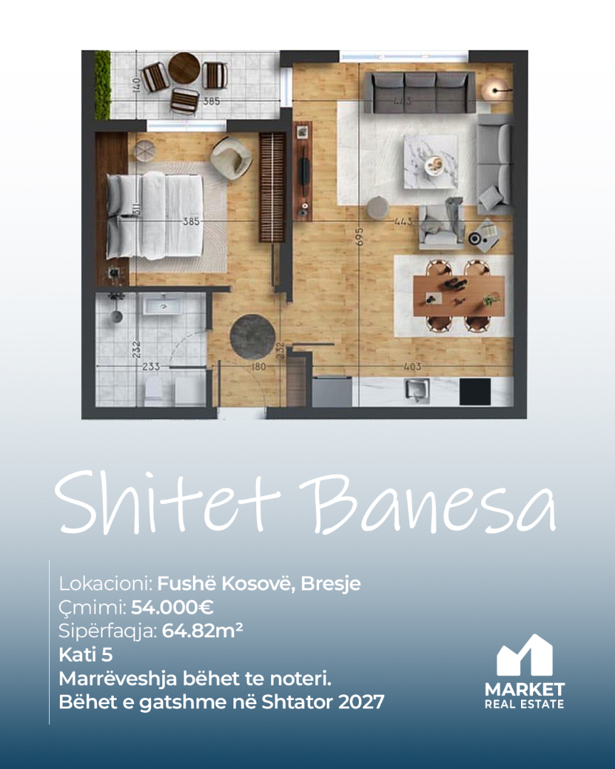 Banesë në Shitje 64.82m² në Fushë Kosovë banesë/apartment në Fushë Kosovë