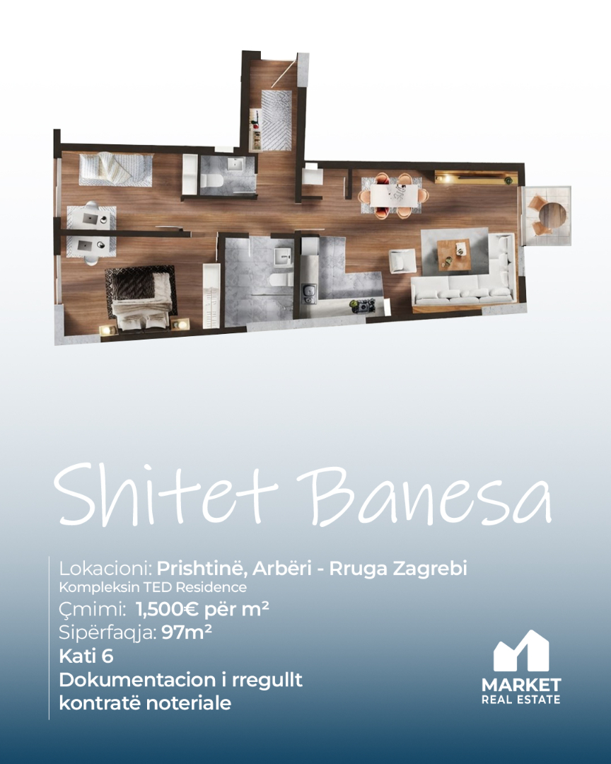 Banesë në Shitje 97m² në Arbëri, Prishtinë banesë/apartment në Prishtinë