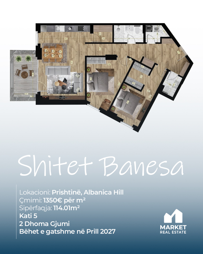 Banesë në Shitje 114.01m² në Albanica Hill, Prishtinë banesë/apartment në Prishtinë