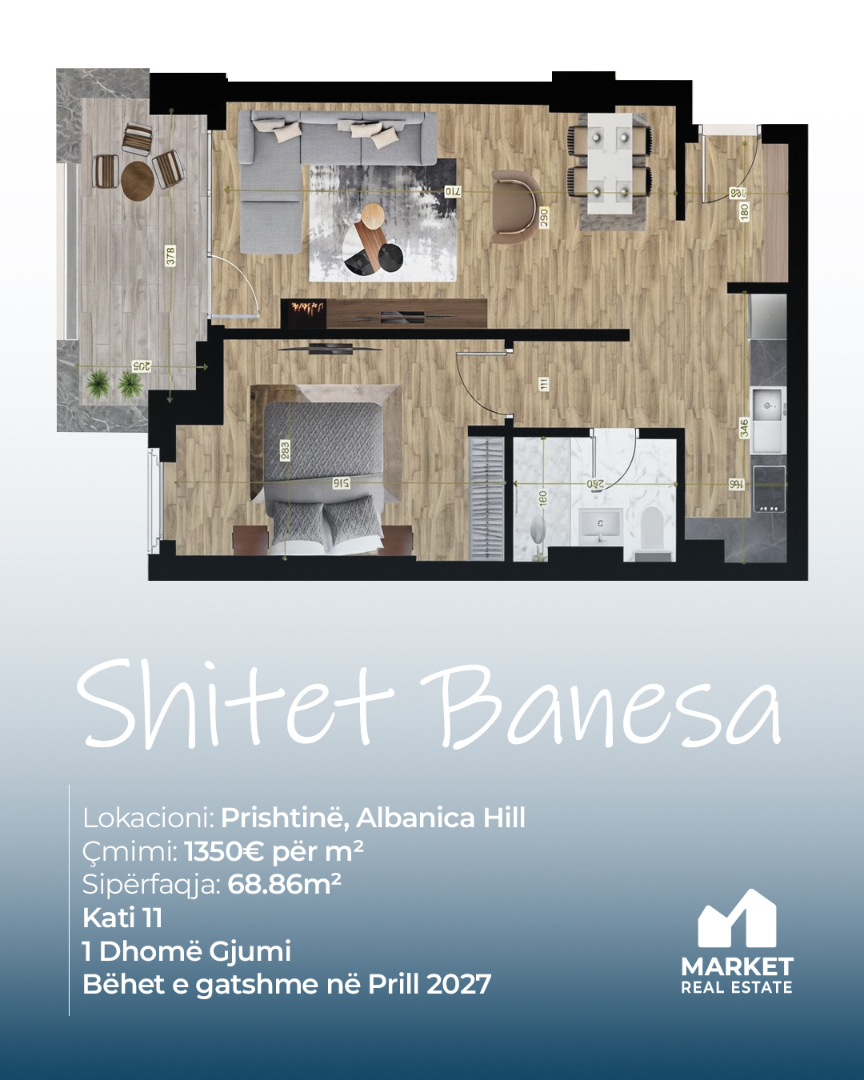 Banesë në Shitje 68.86m² në Albanica Hill, Prishtinë banesë/apartment në Prishtinë