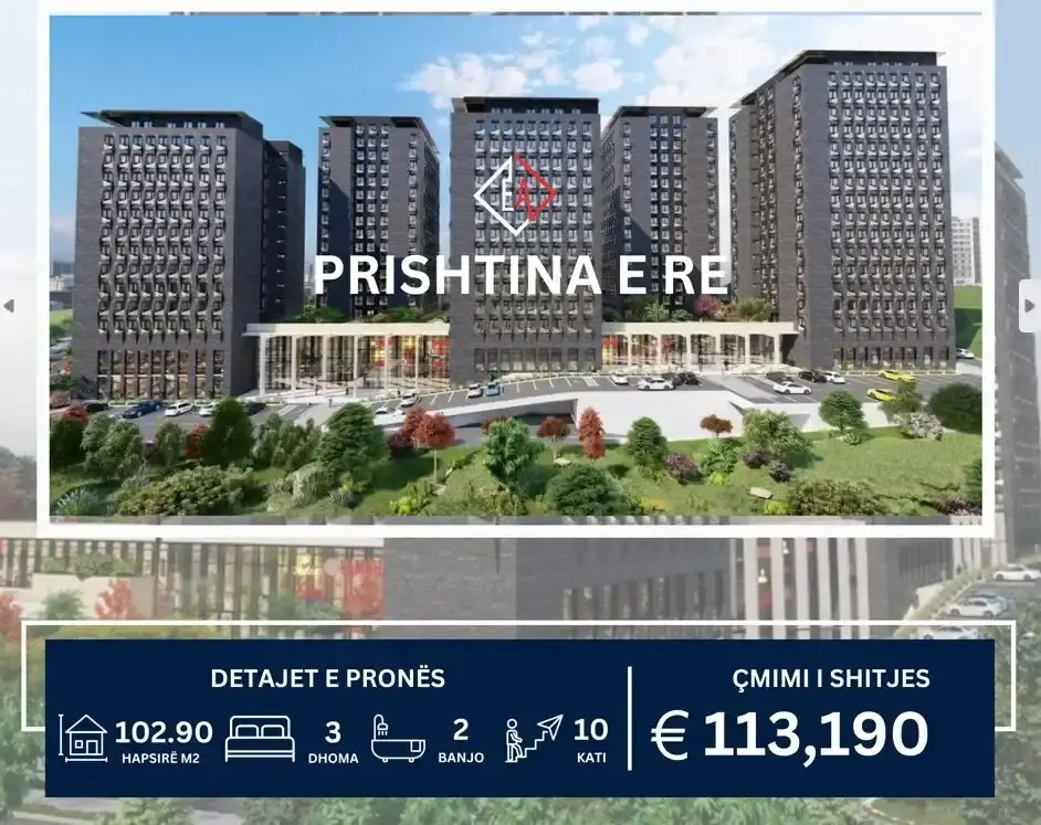 BANESË PËR SHITJE TEK PRISHTINA E RE! 102.90m2 KATI 10 banesë/apartment në Prishtinë