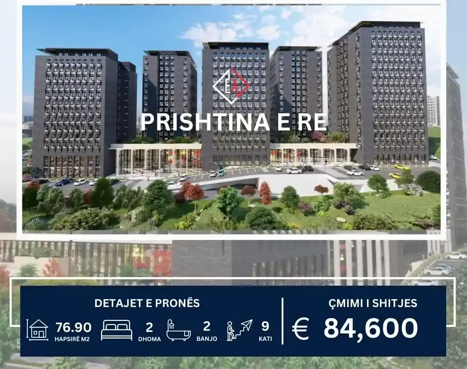 BANESË PËR SHITJE TEK PRISHTINA E RE! 76,90m2 KATI 9 banesë/apartment në Prishtinë
