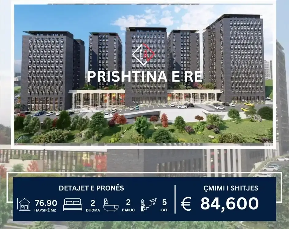 BANESË PËR SHITJE TEK PRISHTINA E RE! 76,90m2 KATI 5 banesë/apartment në Prishtinë